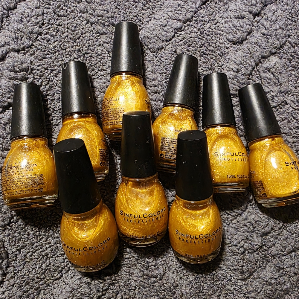 Lpt Of 9 SinfulColors Gold Nail Polish Set